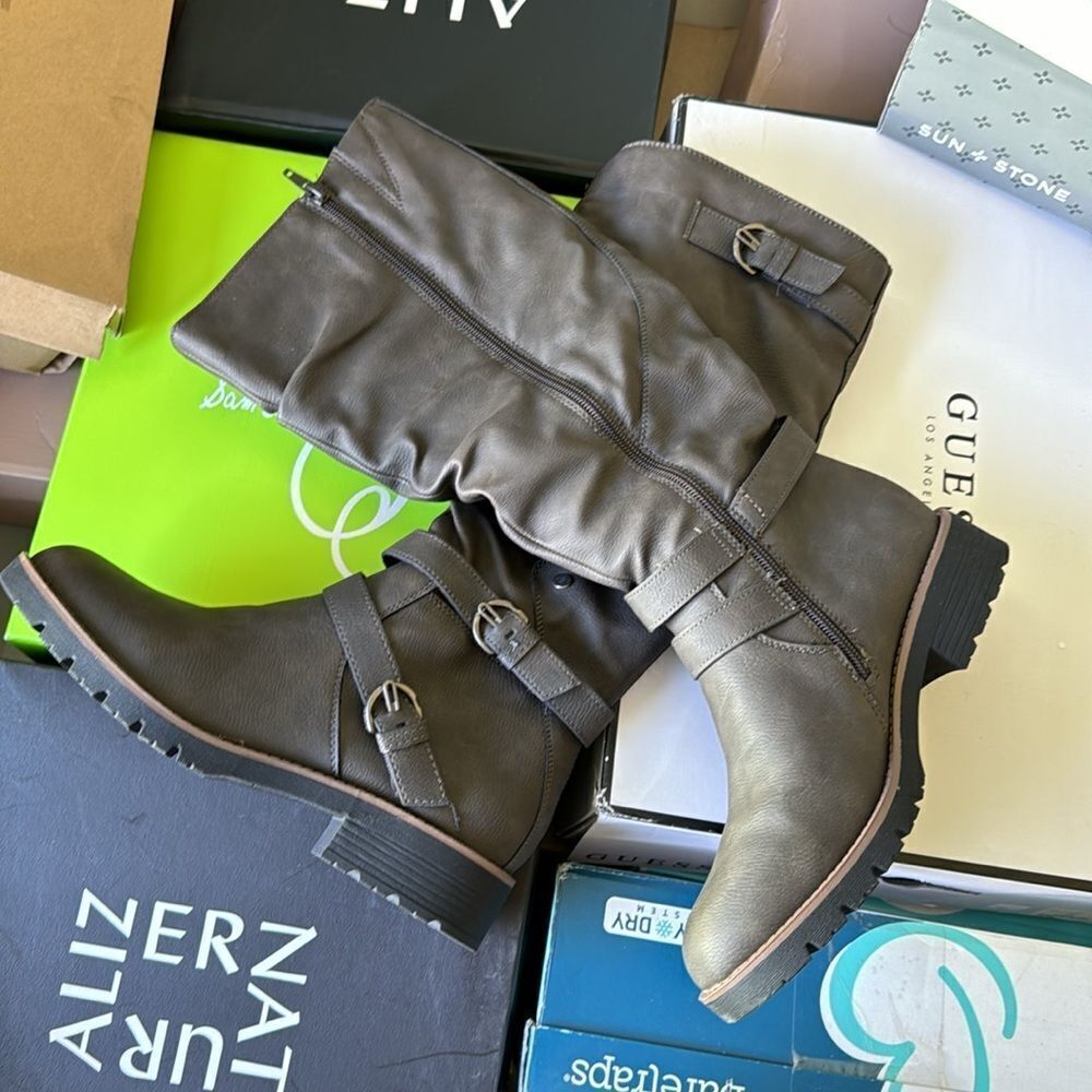 Sun + Stone Womens Brinley Faux Leather Zipper Knee-High Boots - Picture 5 of 5